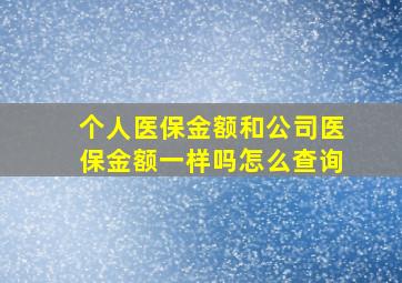 个人医保金额和公司医保金额一样吗怎么查询