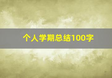 个人学期总结100字