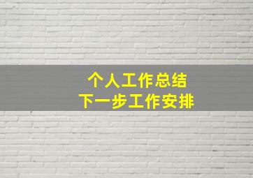 个人工作总结下一步工作安排