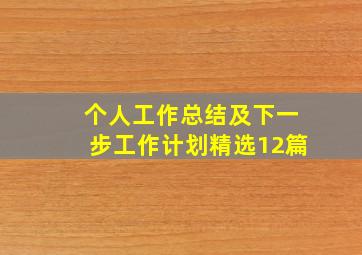 个人工作总结及下一步工作计划精选12篇