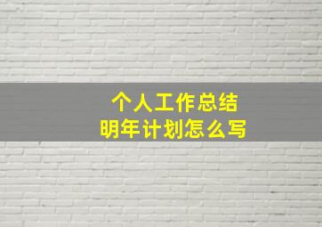 个人工作总结明年计划怎么写