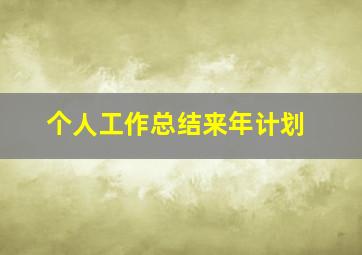 个人工作总结来年计划