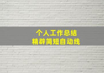 个人工作总结精辟简短自动线