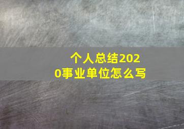 个人总结2020事业单位怎么写