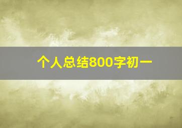 个人总结800字初一