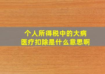 个人所得税中的大病医疗扣除是什么意思啊