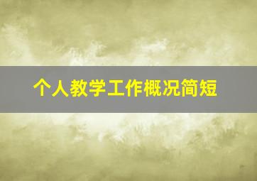 个人教学工作概况简短