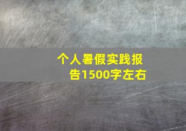 个人暑假实践报告1500字左右