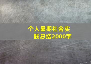 个人暑期社会实践总结2000字