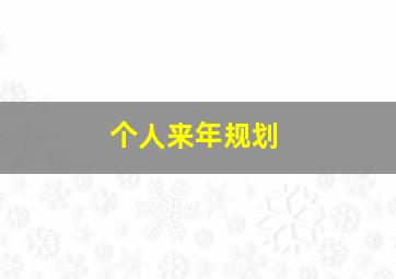 个人来年规划