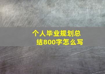 个人毕业规划总结800字怎么写