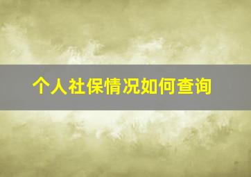 个人社保情况如何查询