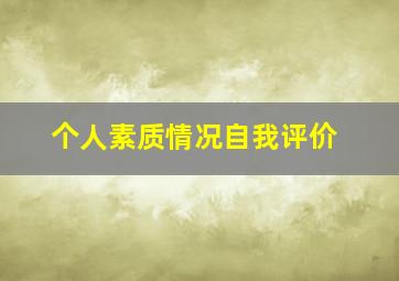 个人素质情况自我评价