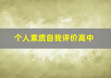 个人素质自我评价高中