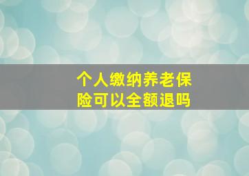 个人缴纳养老保险可以全额退吗