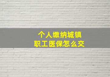 个人缴纳城镇职工医保怎么交