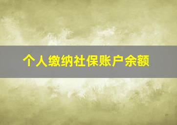 个人缴纳社保账户余额