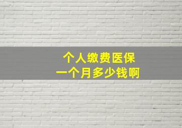 个人缴费医保一个月多少钱啊