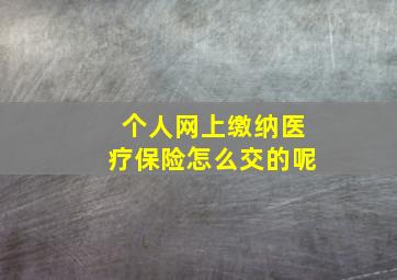 个人网上缴纳医疗保险怎么交的呢