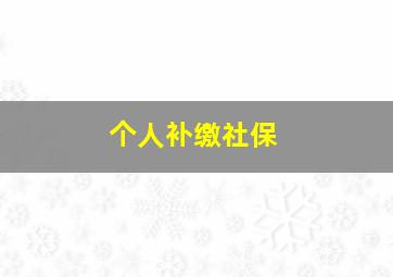 个人补缴社保