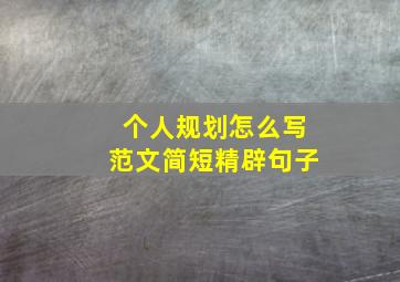 个人规划怎么写范文简短精辟句子