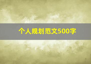 个人规划范文500字