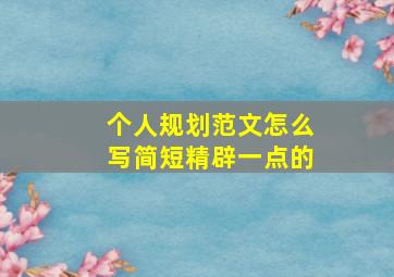 个人规划范文怎么写简短精辟一点的