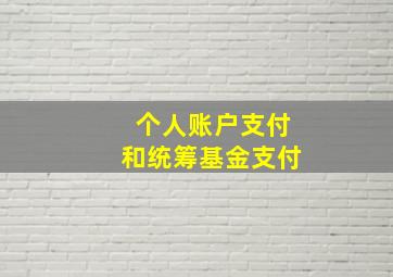 个人账户支付和统筹基金支付