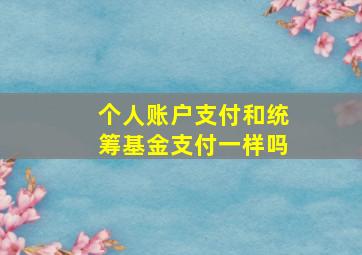 个人账户支付和统筹基金支付一样吗