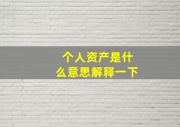 个人资产是什么意思解释一下