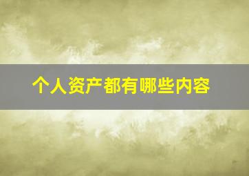 个人资产都有哪些内容