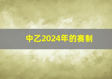 中乙2024年的赛制