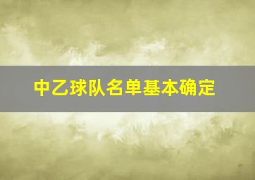 中乙球队名单基本确定