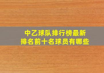 中乙球队排行榜最新排名前十名球员有哪些