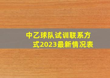 中乙球队试训联系方式2023最新情况表