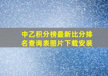 中乙积分榜最新比分排名查询表图片下载安装