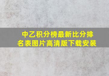 中乙积分榜最新比分排名表图片高清版下载安装