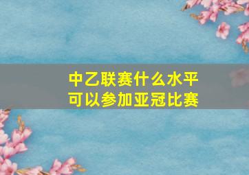 中乙联赛什么水平可以参加亚冠比赛