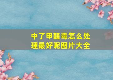 中了甲醛毒怎么处理最好呢图片大全