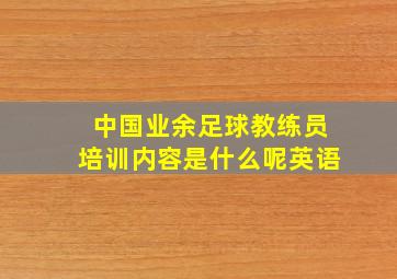 中国业余足球教练员培训内容是什么呢英语