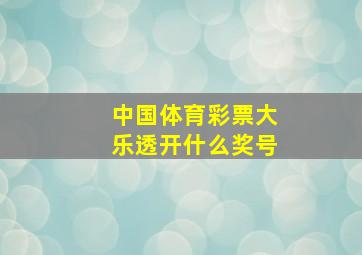 中国体育彩票大乐透开什么奖号