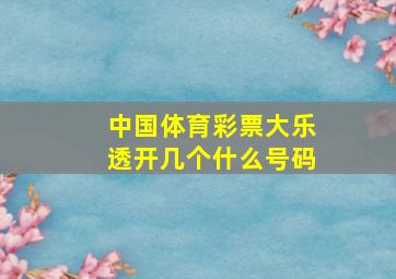 中国体育彩票大乐透开几个什么号码