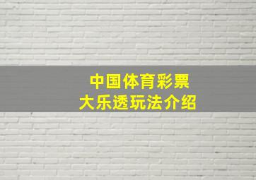 中国体育彩票大乐透玩法介绍