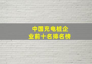 中国充电桩企业前十名排名榜