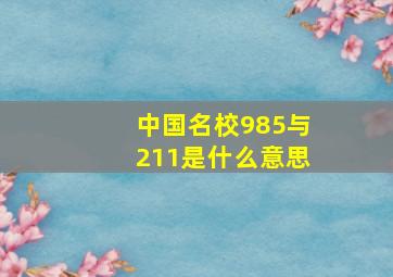 中国名校985与211是什么意思