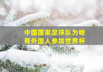 中国国家足球队为啥有外国人参加世界杯