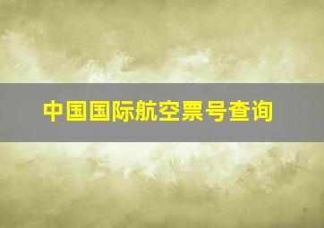 中国国际航空票号查询