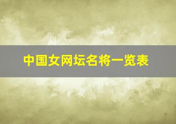 中国女网坛名将一览表