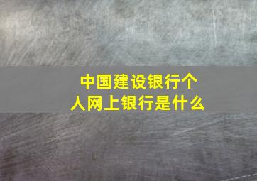 中国建设银行个人网上银行是什么