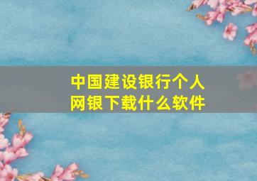 中国建设银行个人网银下载什么软件